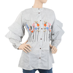 Women's Embroidered Casual Shirt - Grey, Women, T-Shirts And Tops, Chase Value, Chase Value