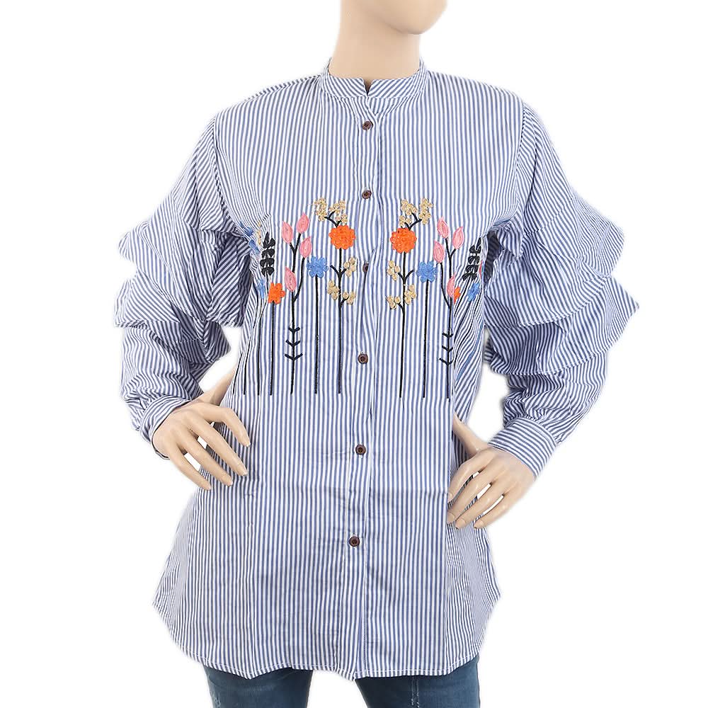 Women's Embroidered Casual Shirt - Navy Blue, Women, T-Shirts And Tops, Chase Value, Chase Value