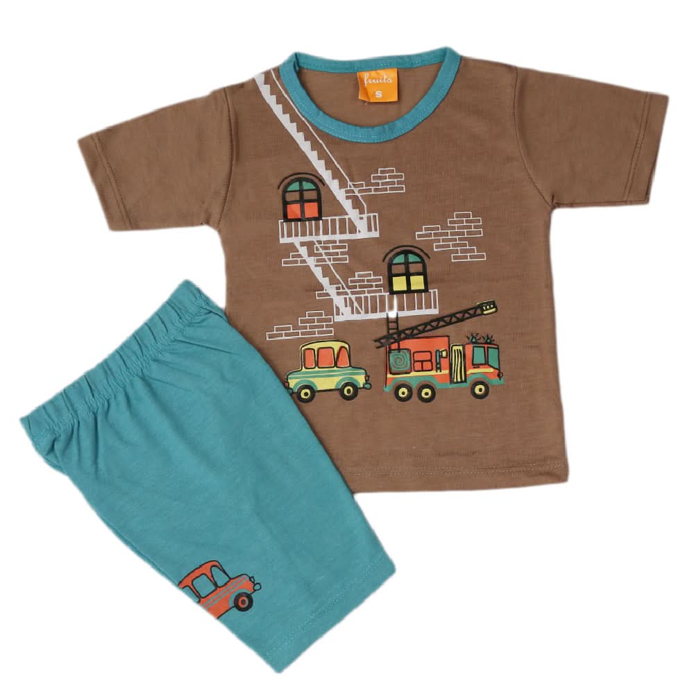 Boys Half Sleeves Suit - Light Brown, Kids, Boys Sets And Suits, Chase Value, Chase Value