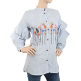 Women's Embroidered Casual Shirt - Light Blue, Women, T-Shirts And Tops, Chase Value, Chase Value
