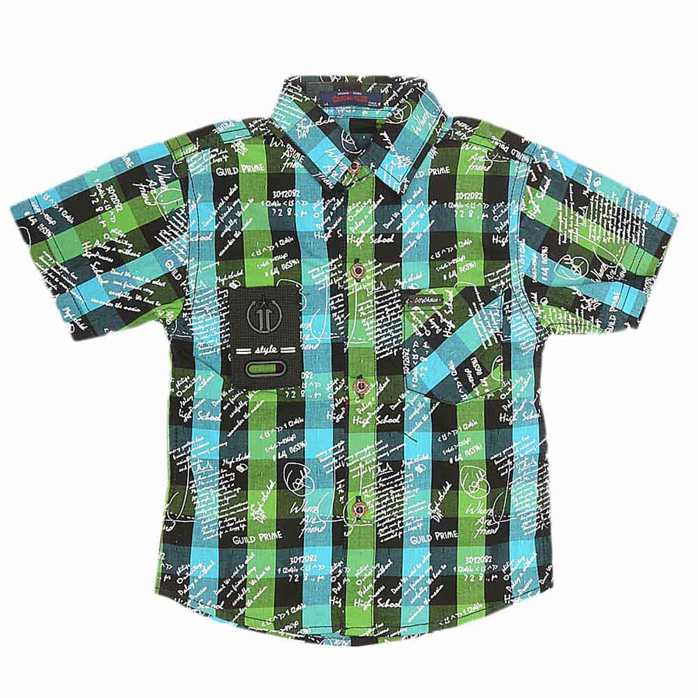 Boys 2 Pcs Check Shirt - Green, Kids, Boys Shirts, Chase Value, Chase Value