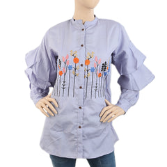 Women's Embroidered Casual Shirt - Blue, Women, T-Shirts And Tops, Chase Value, Chase Value