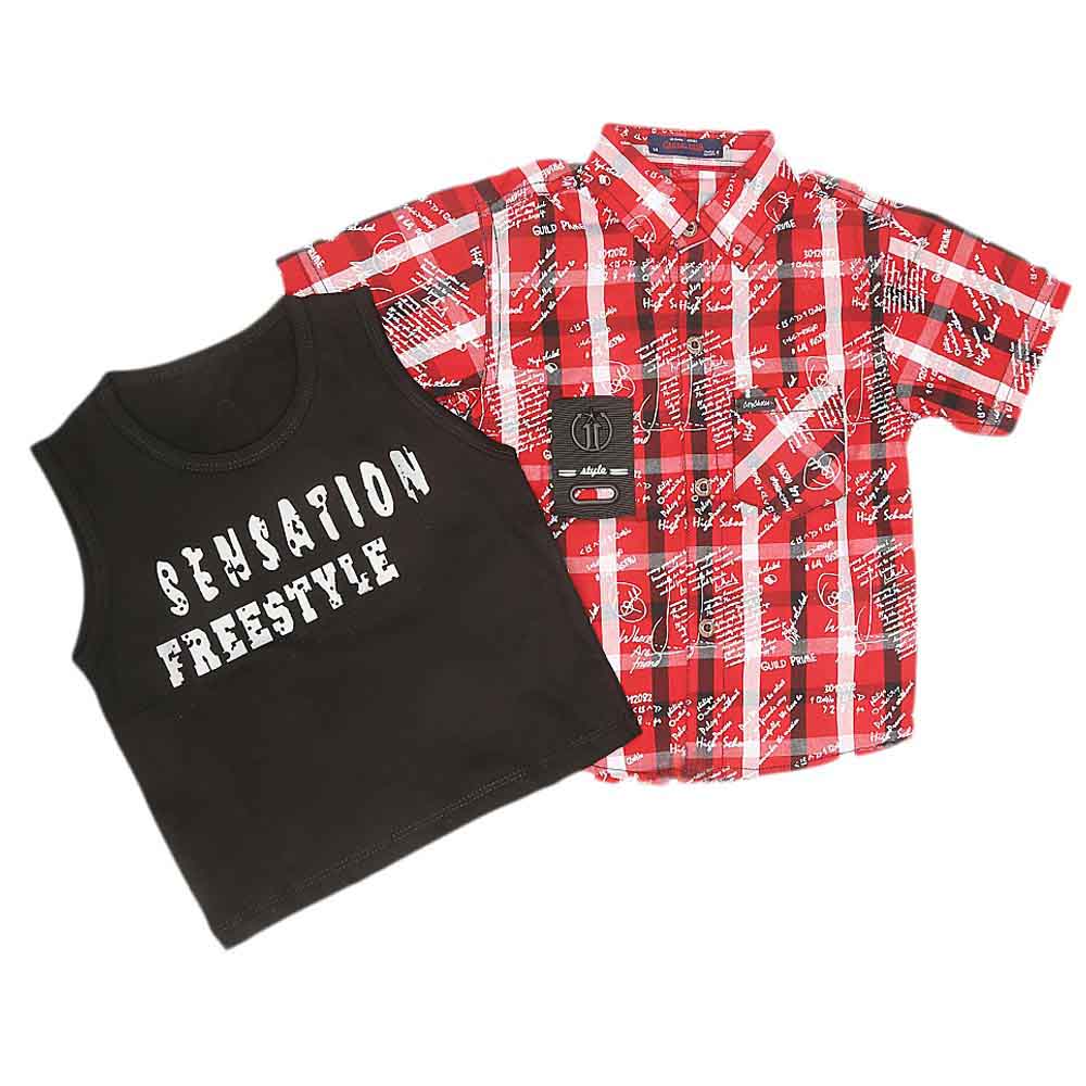 Boys 2 Pcs Check Shirt - Red, Kids, Boys Shirts, Chase Value, Chase Value