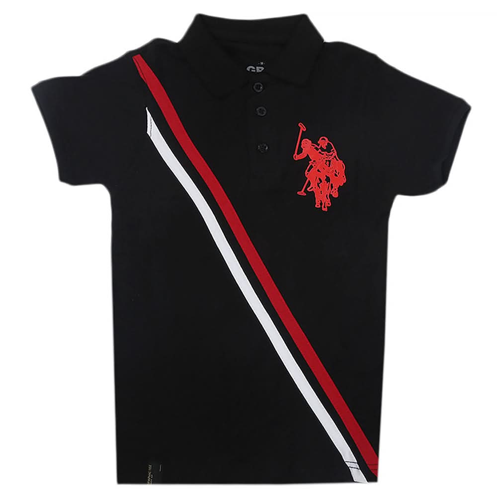 Boys Half Sleeves Polo T-Shirt - Black, Boys T-Shirts, Chase Value, Chase Value