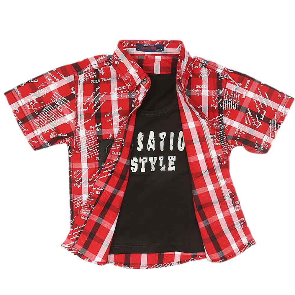 Boys 2 Pcs Check Shirt - Red, Kids, Boys Shirts, Chase Value, Chase Value