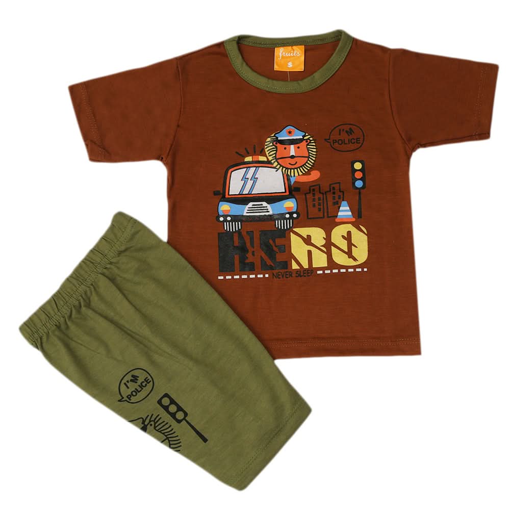 Boys Half Sleeves Suit - Dark Brown, Kids, Boys Sets And Suits, Chase Value, Chase Value