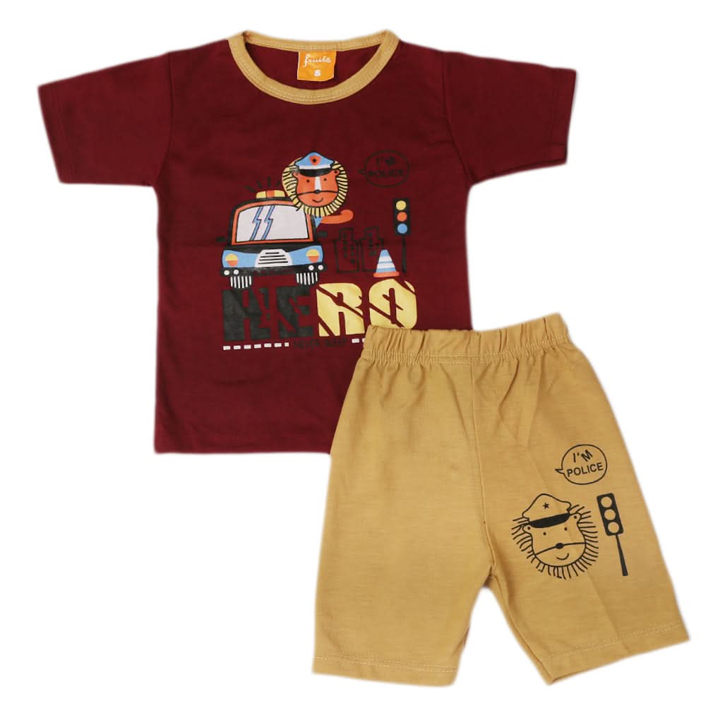 Boys Half Sleeves Suit - Maroon, Kids, Boys Sets And Suits, Chase Value, Chase Value