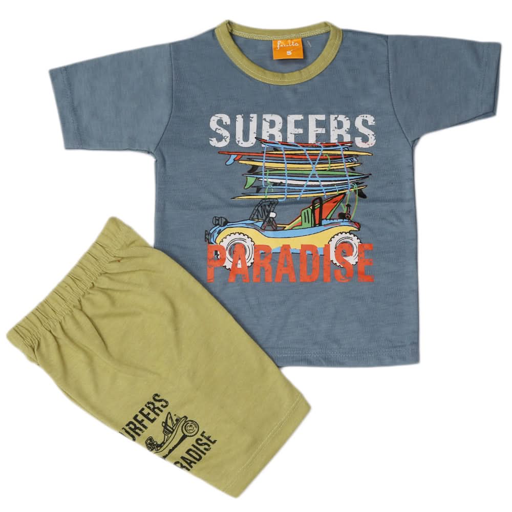 Boys Half Sleeves Suit - Steel Blue, Kids, Boys Sets And Suits, Chase Value, Chase Value