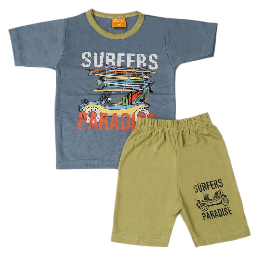 Boys Half Sleeves Suit - Steel Blue, Kids, Boys Sets And Suits, Chase Value, Chase Value