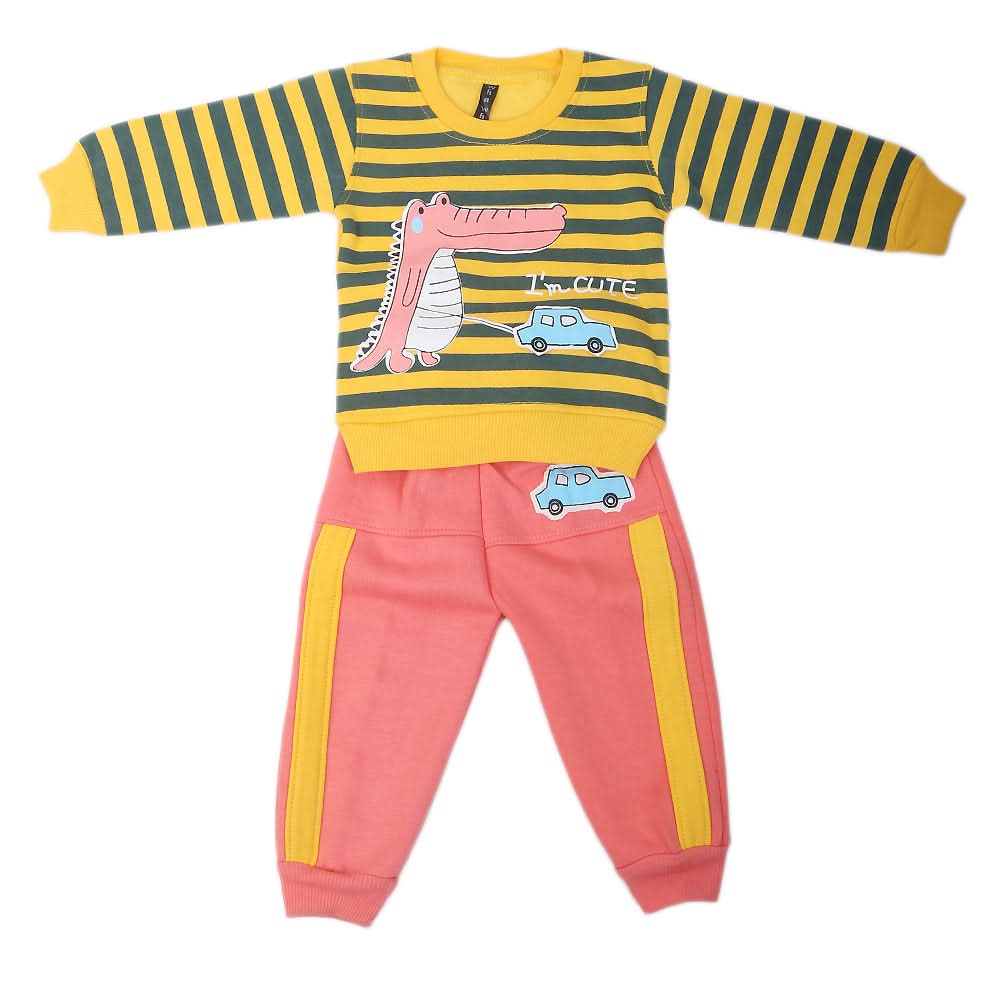 Boys Full Sleeves Fleece Suit - Yellow, Kids, Boys Sets And Suits, Chase Value, Chase Value