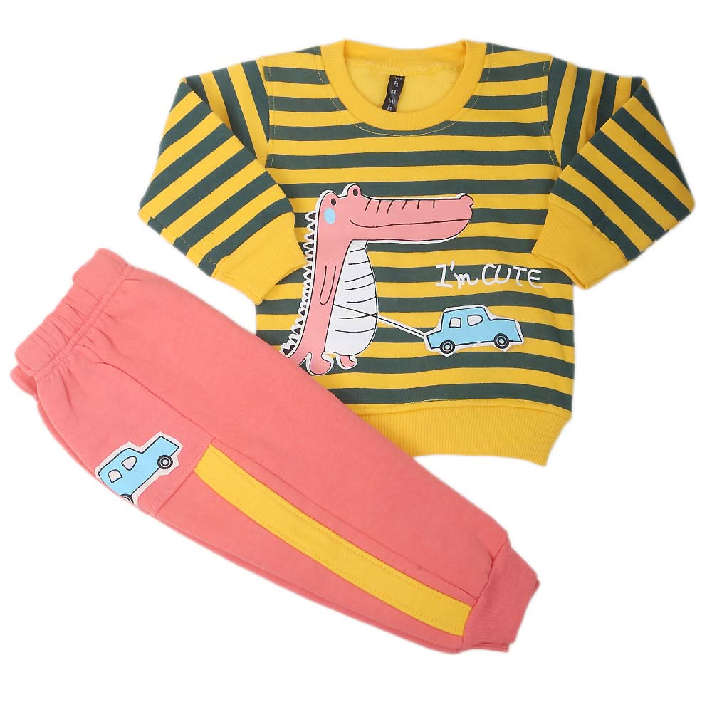 Boys Full Sleeves Fleece Suit - Yellow, Kids, Boys Sets And Suits, Chase Value, Chase Value