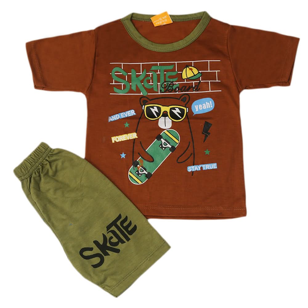 Boys Half Sleeves Suit - Dark Brown, Kids, Boys Sets And Suits, Chase Value, Chase Value