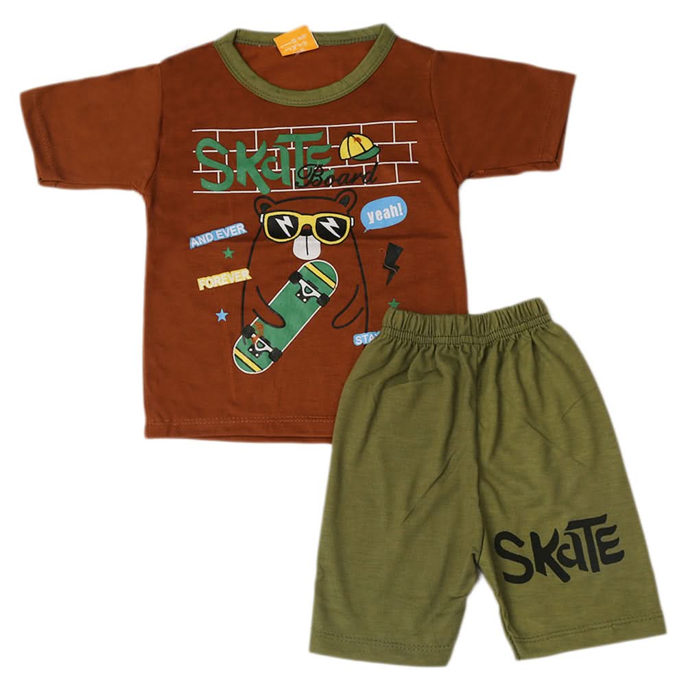 Boys Half Sleeves Suit - Dark Brown, Kids, Boys Sets And Suits, Chase Value, Chase Value
