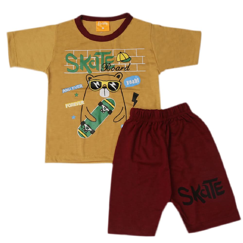 Boys Half Sleeves Suit - Brown, Kids, Boys Sets And Suits, Chase Value, Chase Value