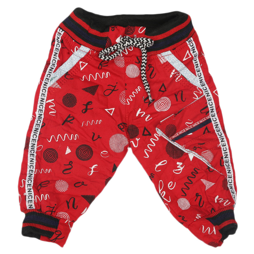 Newborn Boys Printed Cotton Pant - Red, Kids, Newborn Boys Shorts And Pants, Chase Value, Chase Value