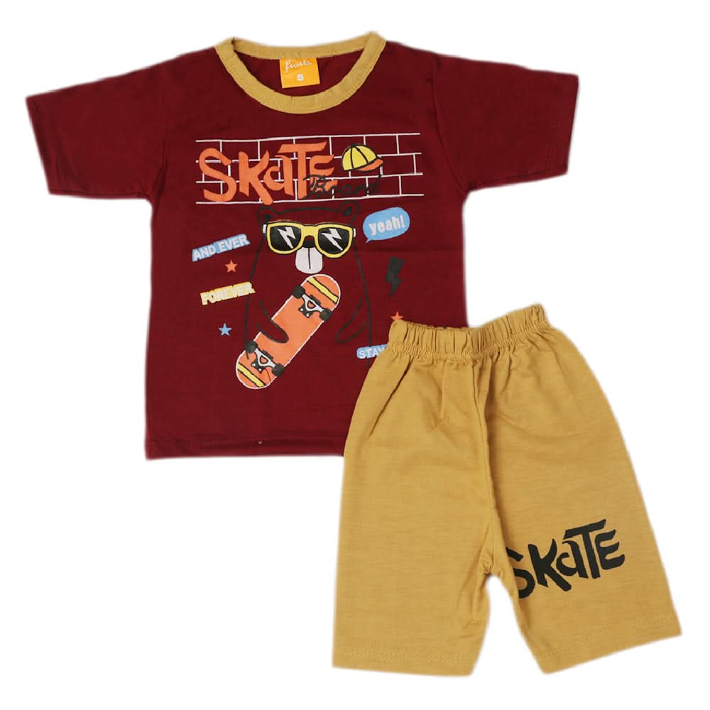 Boys Half Sleeves Suit - Maroon, Kids, Boys Sets And Suits, Chase Value, Chase Value