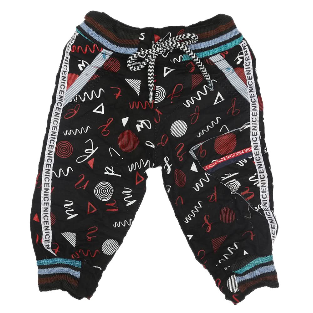 Newborn Boys Printed Cotton Pant - Black, Kids, Newborn Boys Shorts And Pants, Chase Value, Chase Value
