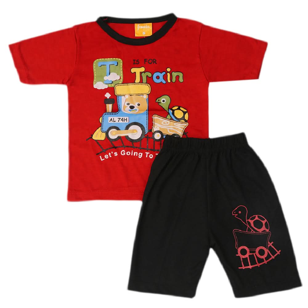 Boys Half Sleeves Suit - Red, Kids, Boys Sets And Suits, Chase Value, Chase Value