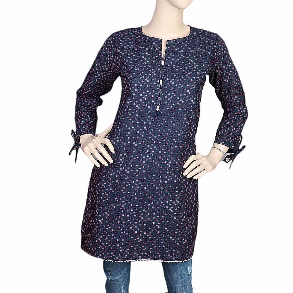 Women's Cotton Kurti - Navy Blue, Women, Ready Kurtis, Chase Value, Chase Value