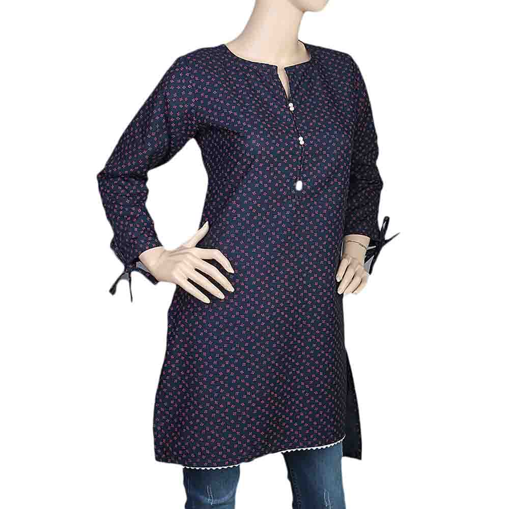 Women's Cotton Kurti - Navy Blue, Women, Ready Kurtis, Chase Value, Chase Value