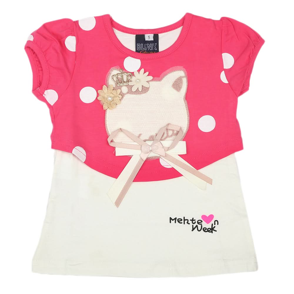 Girls Half Sleeves T-Shirt - Pink, Kids, Girls T-Shirts, Chase Value, Chase Value