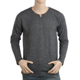 Men's Full Sleeves Y-Stud T-Shirt - Grey, Men, T-Shirts And Polos, Chase Value, Chase Value