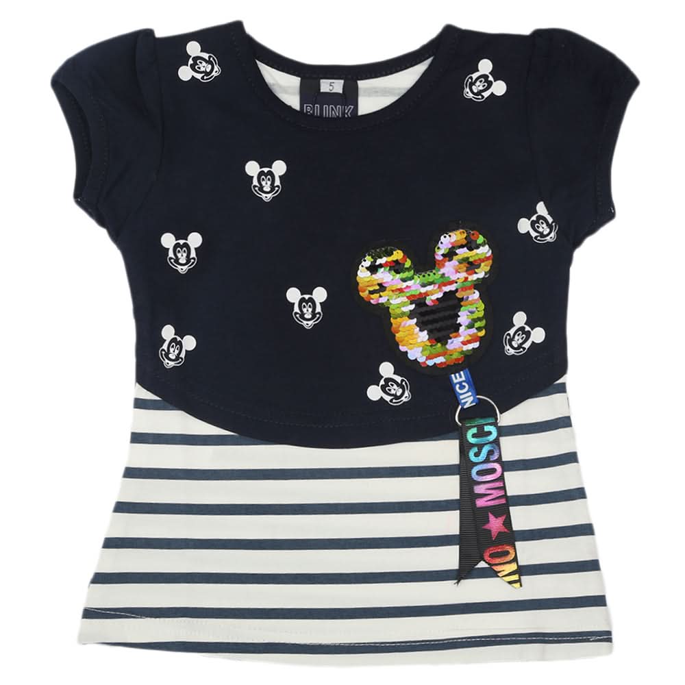 Girls Half Sleeves T-Shirt - Navy Blue, Kids, Girls T-Shirts, Chase Value, Chase Value