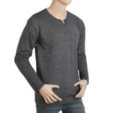 Men's Full Sleeves Y-Stud T-Shirt - Grey, Men, T-Shirts And Polos, Chase Value, Chase Value