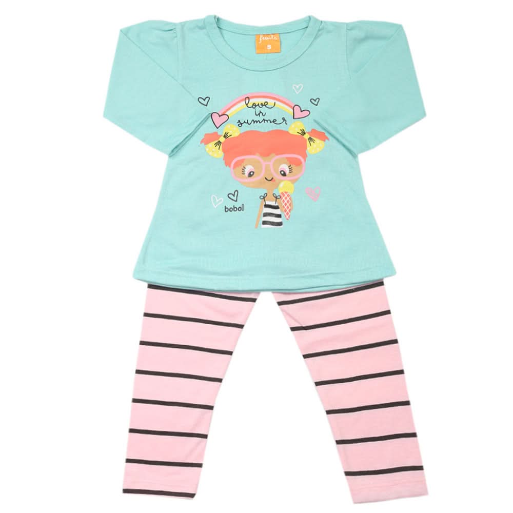 Girls Full Sleeves Suit - Cyan, Girls Suits, Chase Value, Chase Value