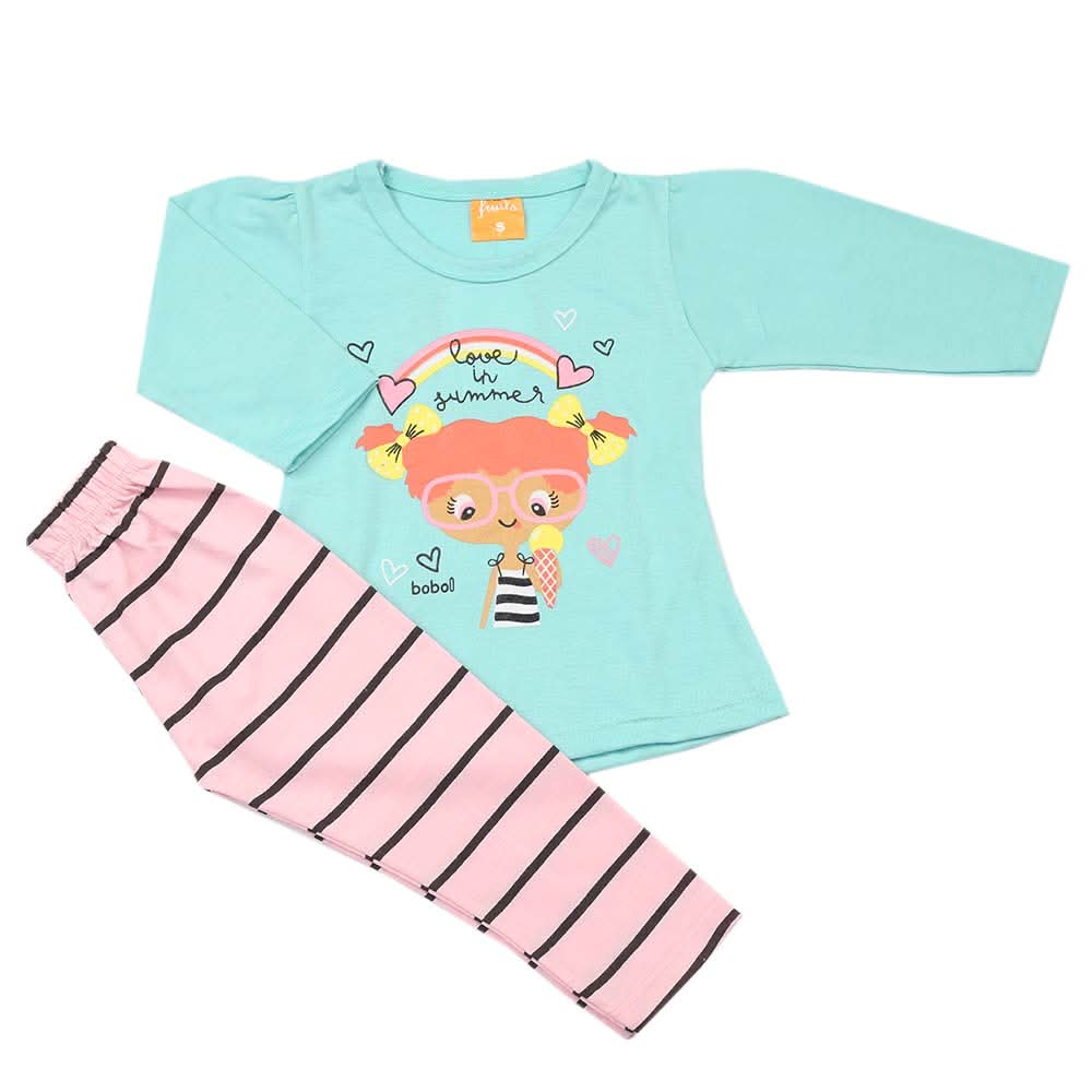 Girls Full Sleeves Suit - Cyan, Girls Suits, Chase Value, Chase Value