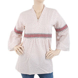Women's Printed Embroidered Top With China Gala - White, Women, T-Shirts And Tops, Chase Value, Chase Value