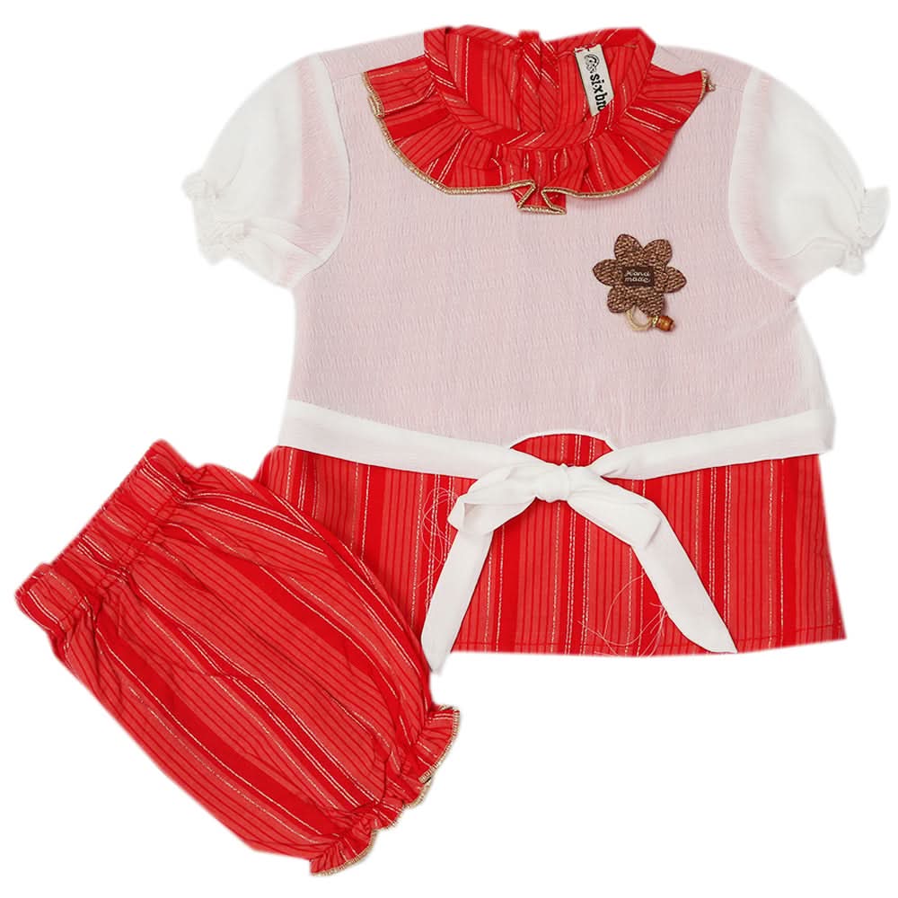 Newborn Girls Half Sleeves Suit - Red, Newborn Girls Sets & Suits, Chase Value, Chase Value