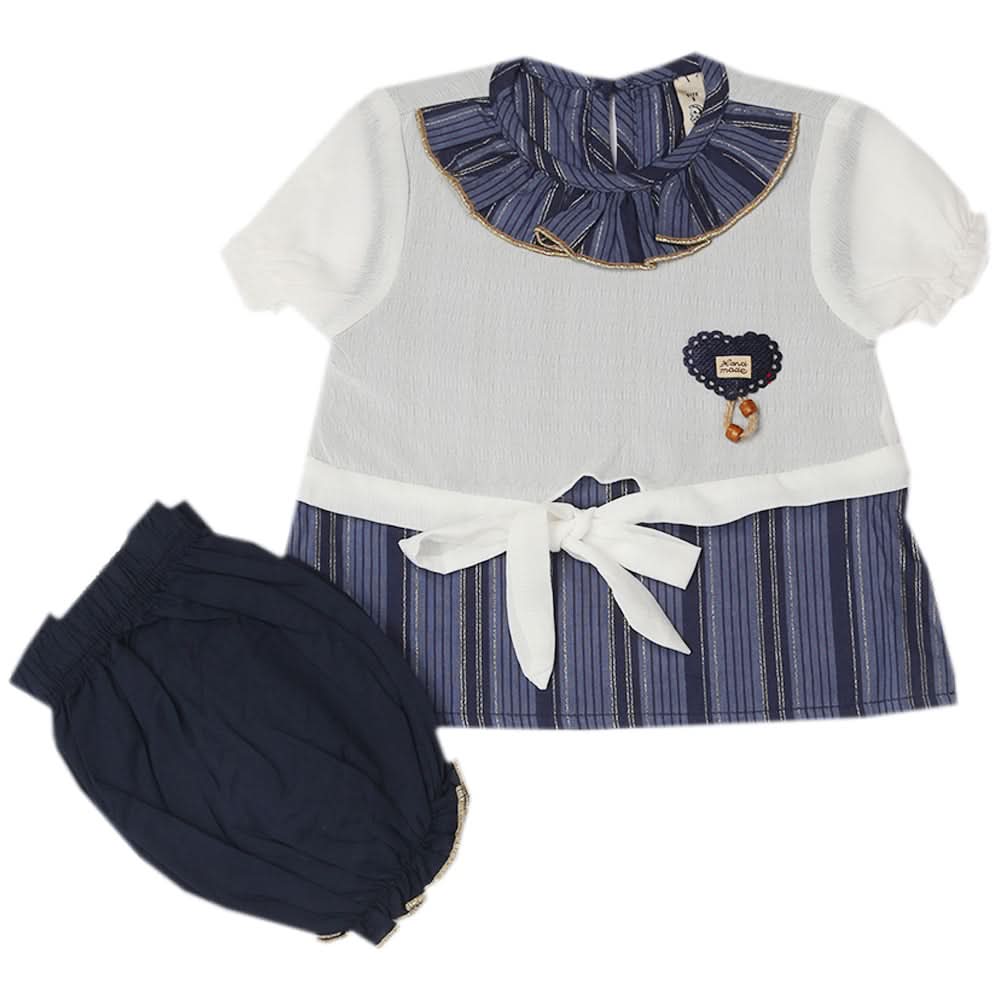 Newborn Girls Half Sleeves Suit - Navy Blue, Newborn Girls Sets & Suits, Chase Value, Chase Value