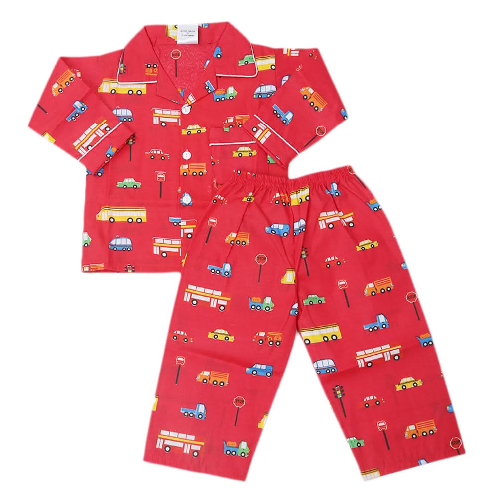 Boys Full Sleeves Night Suit - Red, Kids, Boys Sets And Suits, Chase Value, Chase Value