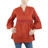 Women's Printed Embroidered Top With China Gala - Rust, Women, T-Shirts And Tops, Chase Value, Chase Value
