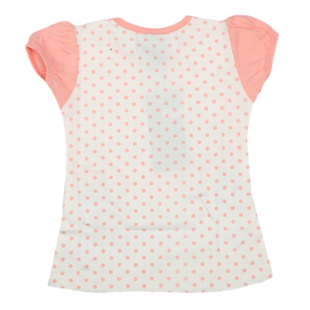 Girls Half Sleeves T-Shirt - Peach, Kids, Girls T-Shirts, Chase Value, Chase Value