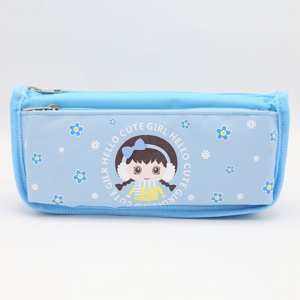 Cute Girl Pencil Pouch - Blue, Kids, Pencil Boxes And Stationery Sets, Chase Value, Chase Value