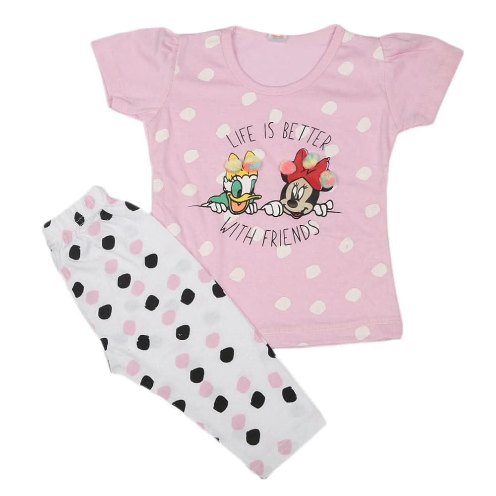 Girls Half Sleeves Suit - Pink, Kids, Girls Sets And Suits, Chase Value, Chase Value