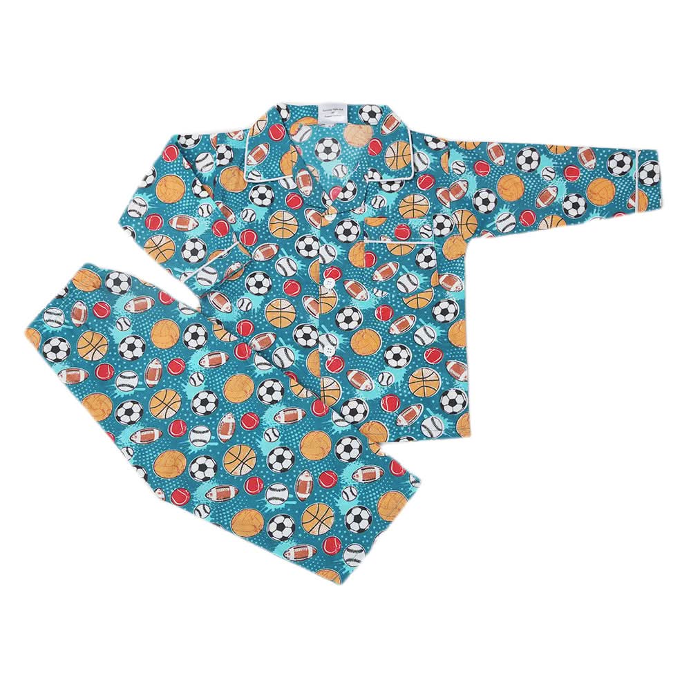 Boys Full Sleeves Night Suit - Sea Green, Kids, Boys Sets And Suits, Chase Value, Chase Value