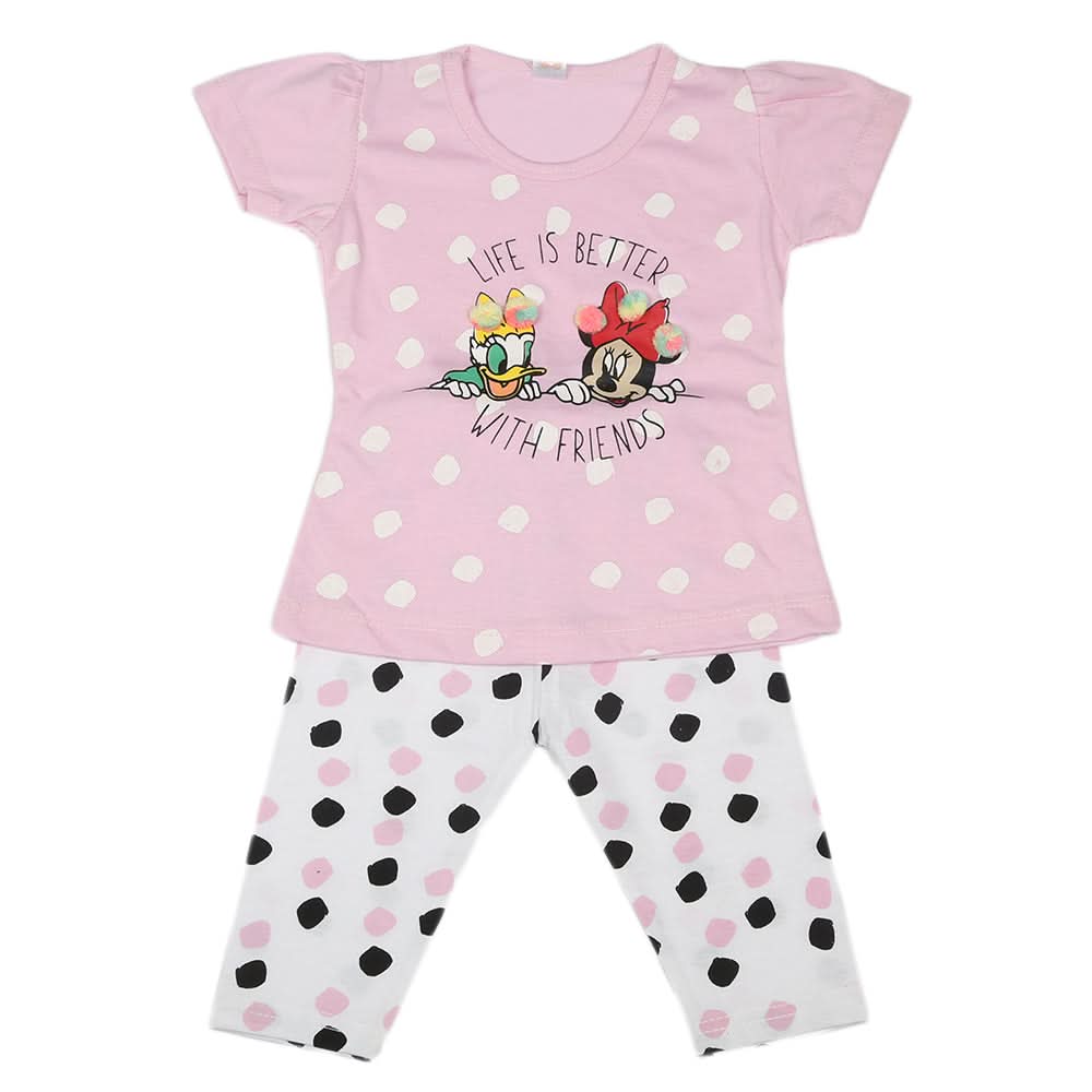 Girls Half Sleeves Suit - Pink, Kids, Girls Sets And Suits, Chase Value, Chase Value