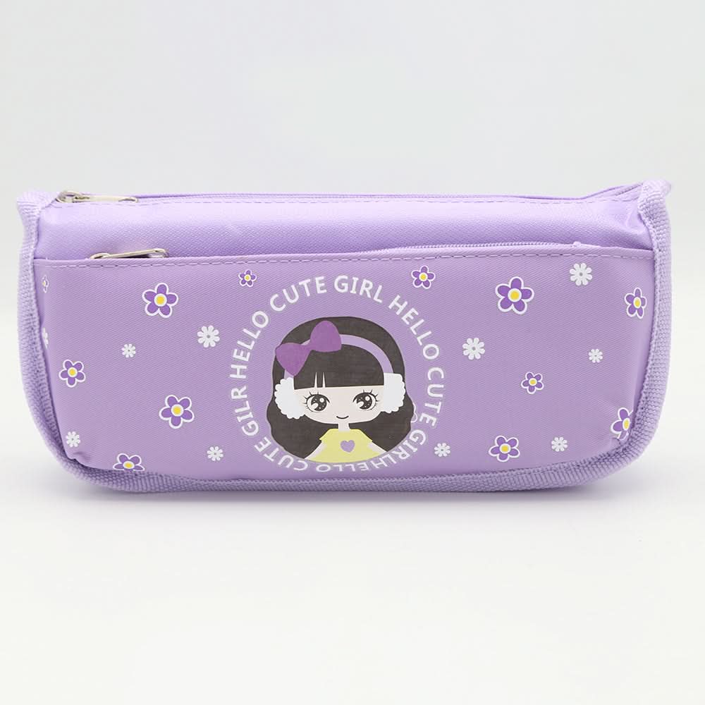 Cute Girl Pencil Pouch - Purple, Kids, Pencil Boxes And Stationery Sets, Chase Value, Chase Value