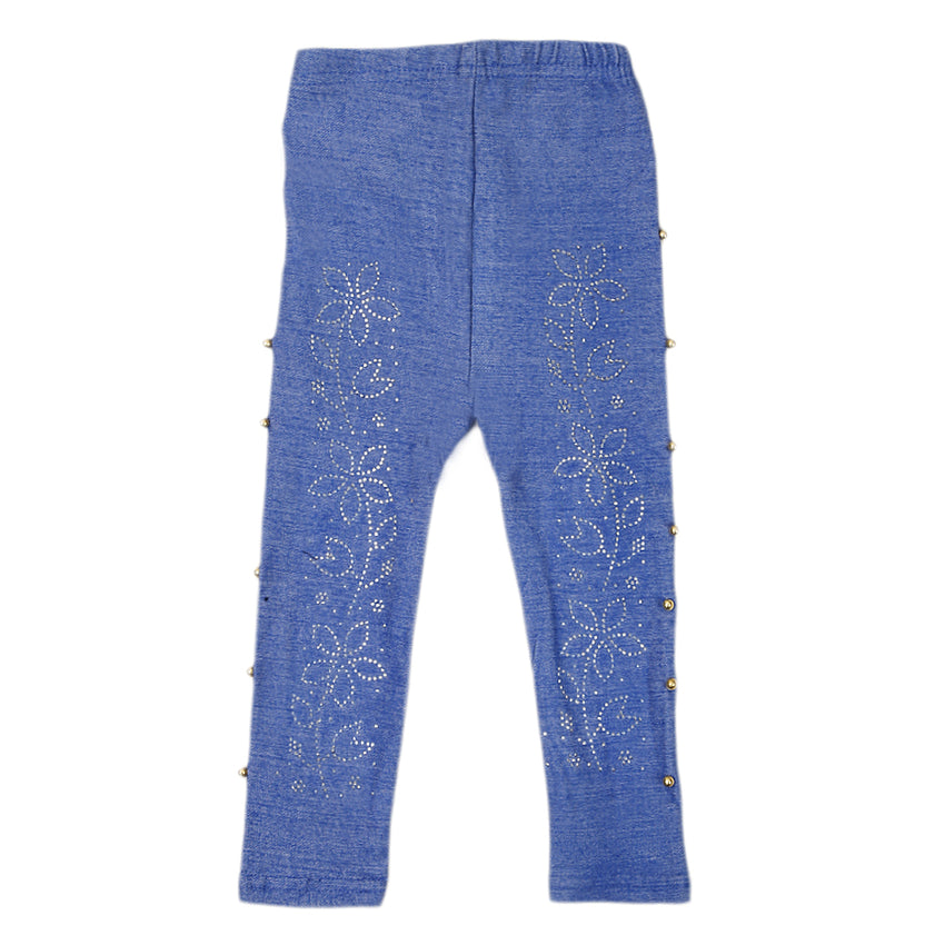 Girls Denim Stone Tights - Blue, Kids, Tights Leggings And Pajama, Chase Value, Chase Value