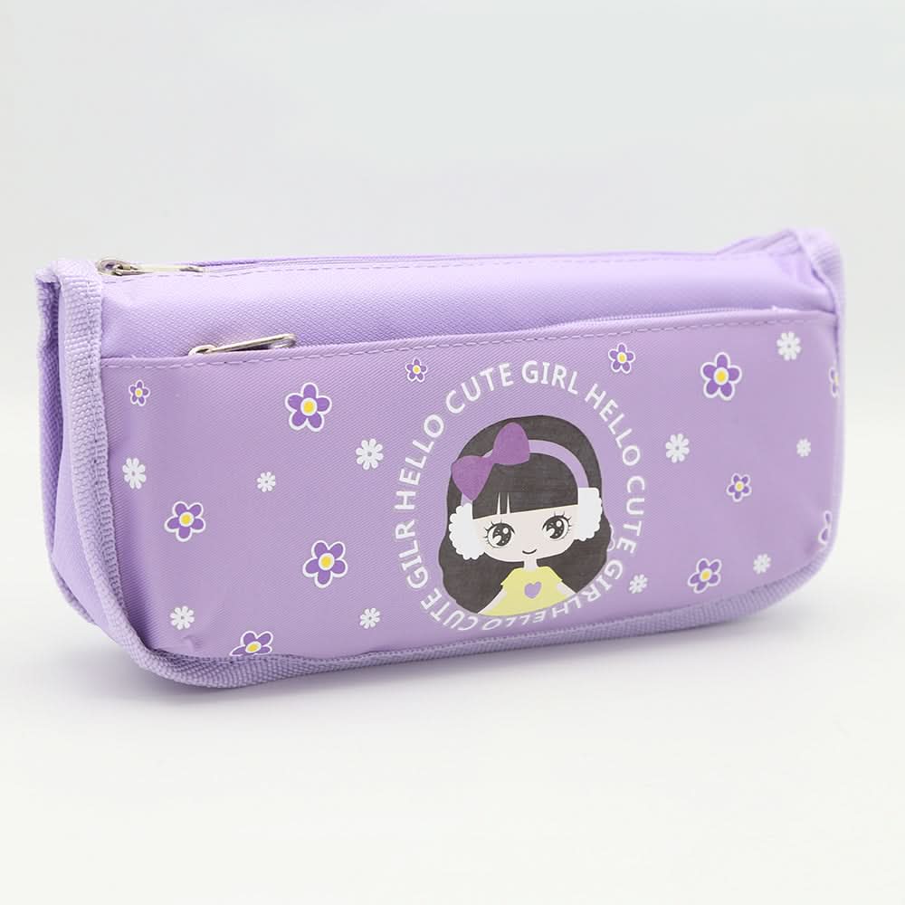 Cute Girl Pencil Pouch - Purple, Kids, Pencil Boxes And Stationery Sets, Chase Value, Chase Value