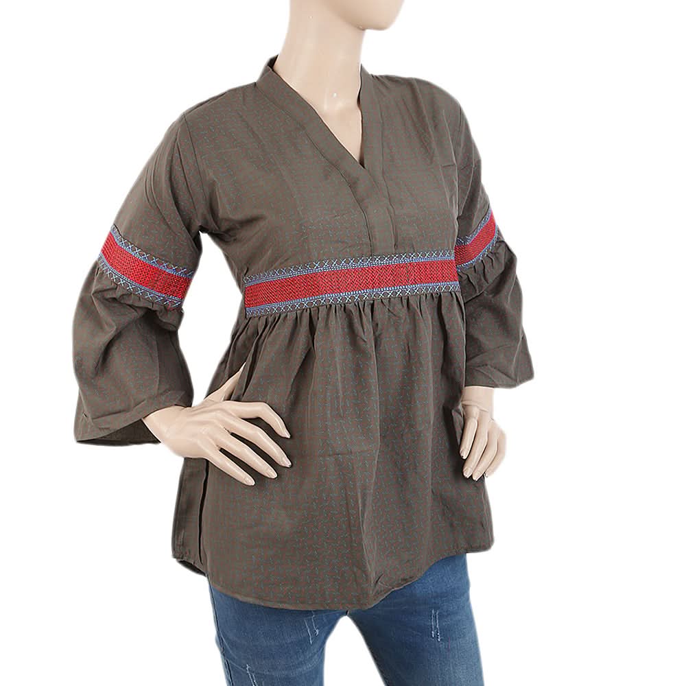 Women's Printed Embroidered Top With China Gala - Green, Women, T-Shirts And Tops, Chase Value, Chase Value