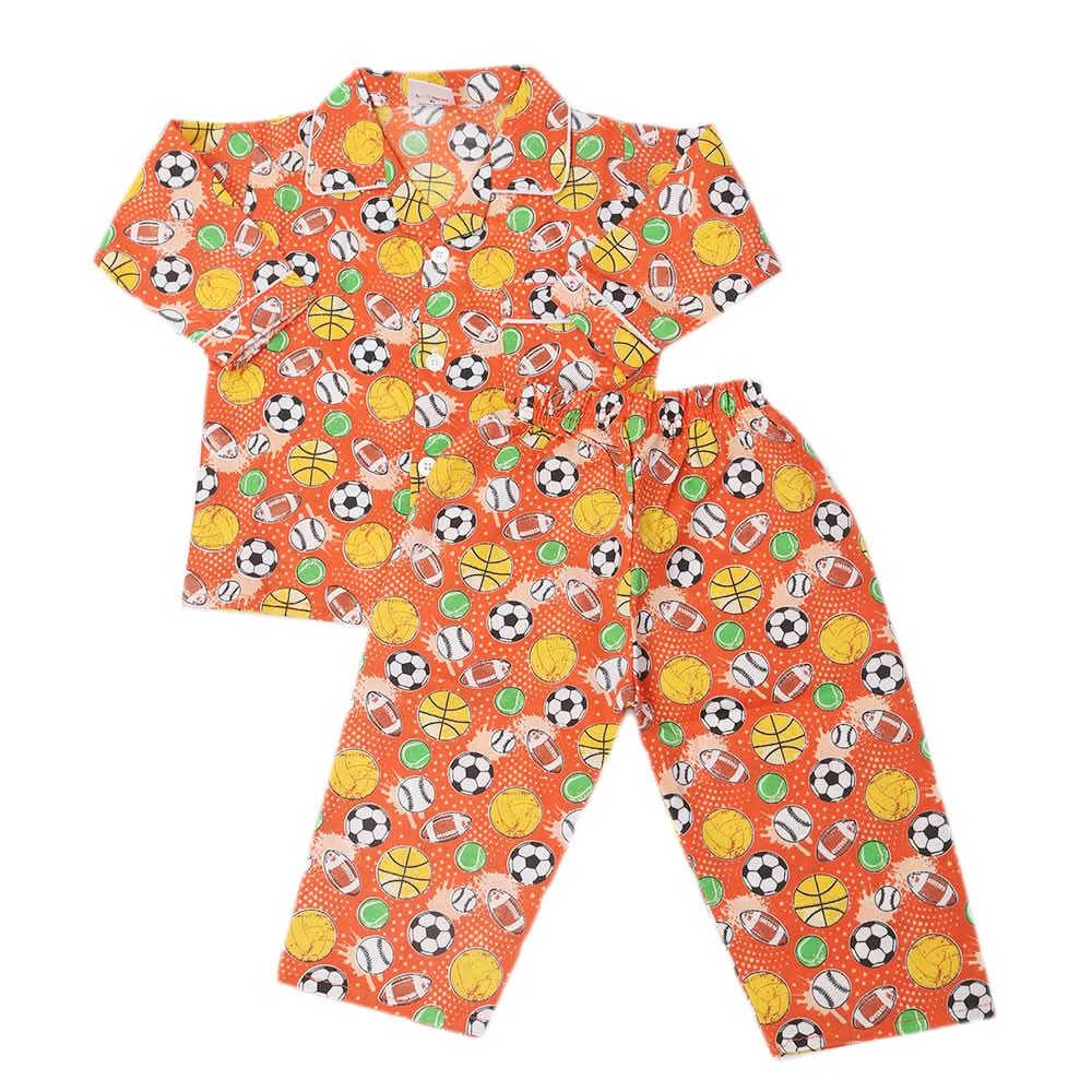 Boys Full Sleeves Night Suit - Orange, Kids, Boys Sets And Suits, Chase Value, Chase Value