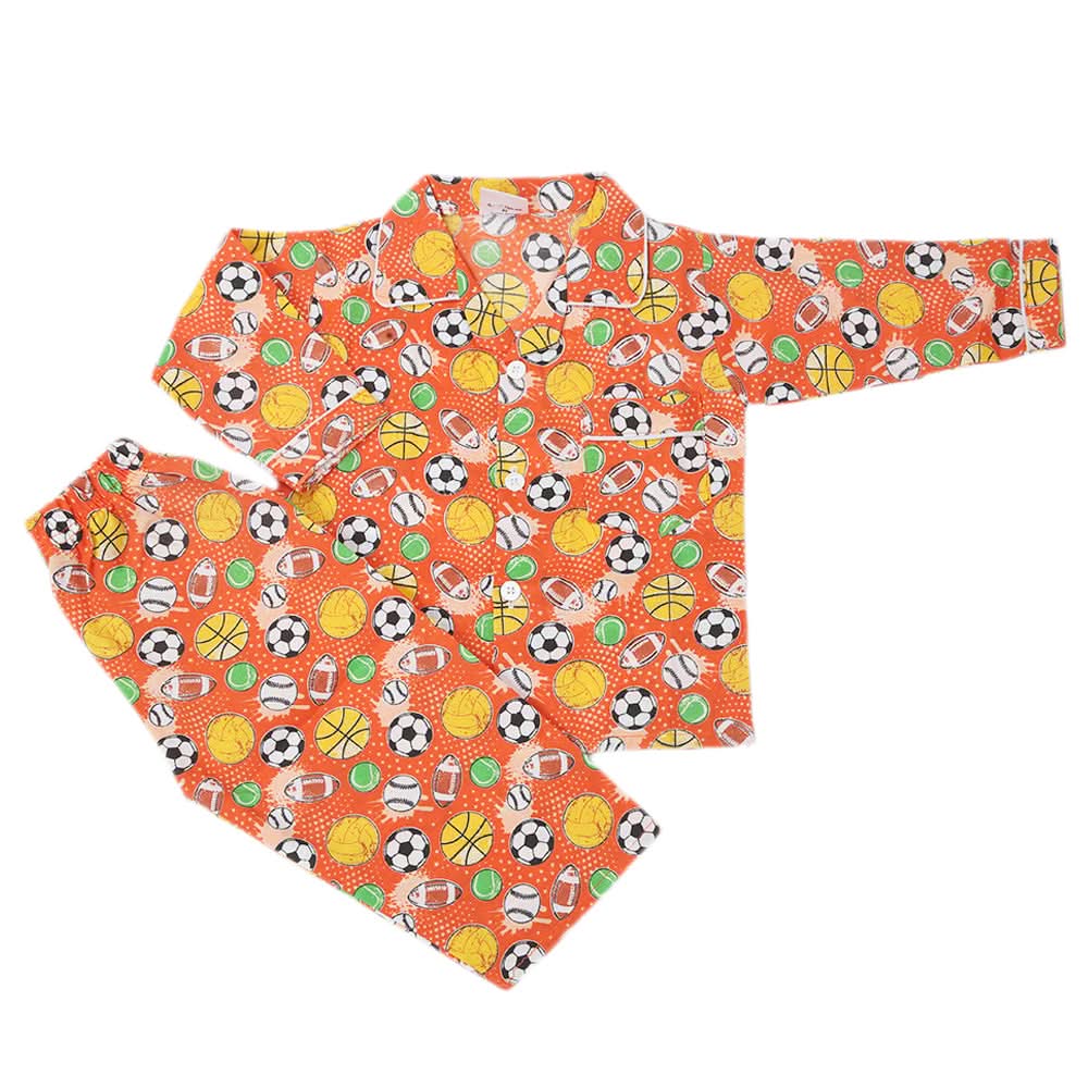 Boys Full Sleeves Night Suit - Orange, Kids, Boys Sets And Suits, Chase Value, Chase Value