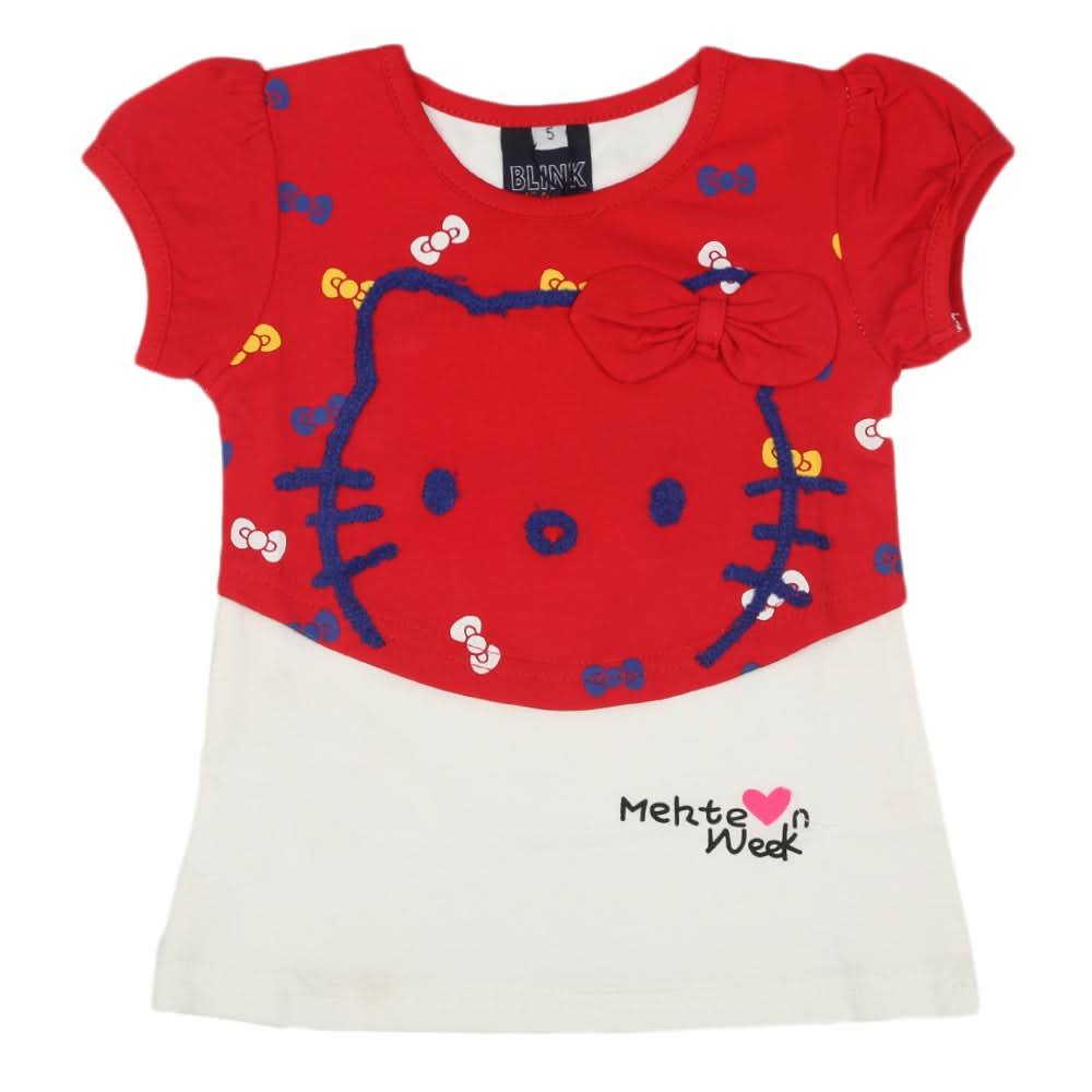 Girls Half Sleeves T-Shirt - Red, Kids, Girls T-Shirts, Chase Value, Chase Value
