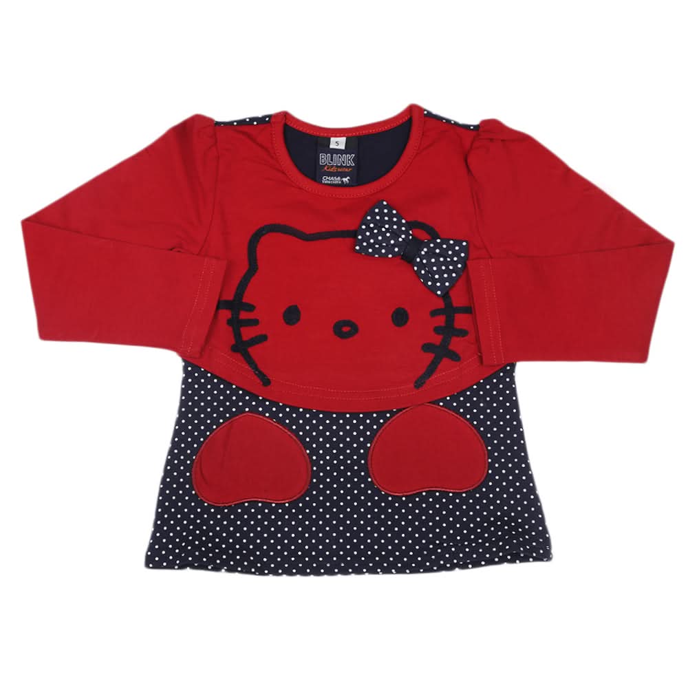 Girls Full Sleeves T-Shirt 2Pcs - Maroon, Kids, Girls T-Shirts, Chase Value, Chase Value