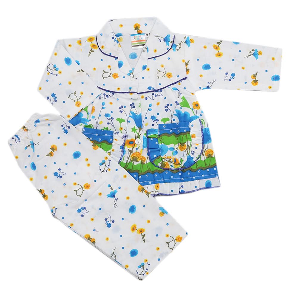 Girls Full Sleeves Night Suit - White, Kids, Girls Sets And Suits, Chase Value, Chase Value