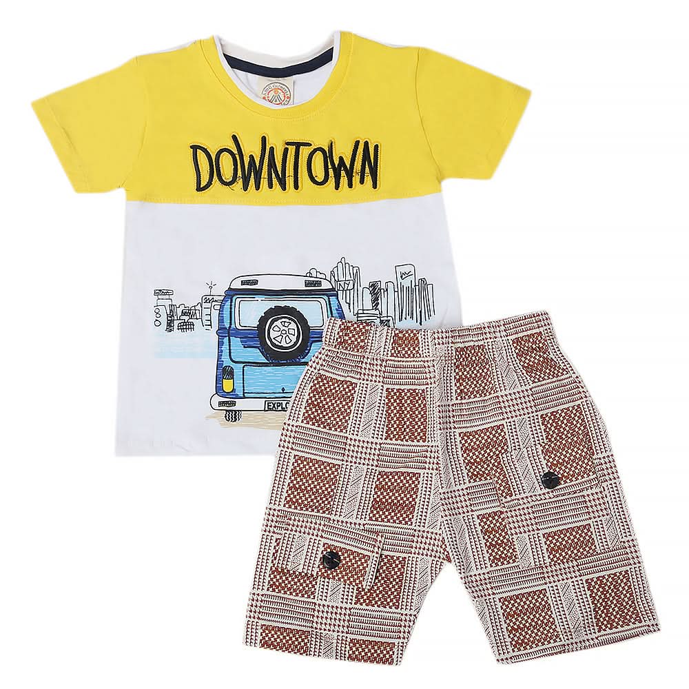 Boys Short Suit - Yellow, Kids, Boys Sets And Suits, Chase Value, Chase Value